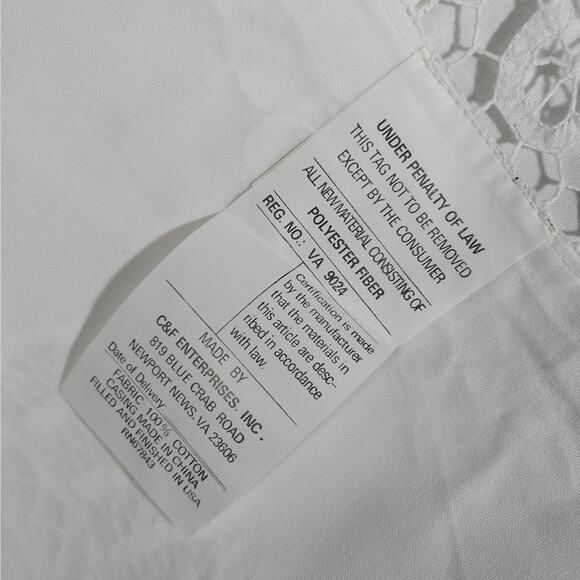 EXQUISITE CROCHET LACE & CUTWORK WHITE COTTON SQUARE EURO PILLOW SHAMS, PAIR-2! - Picture 3 of 9